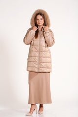 Yakası Kürklü Kapitone Mont