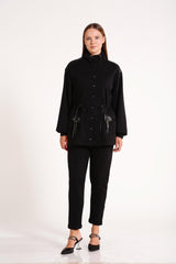 Кожаное пальто с декором