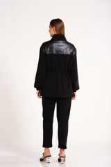 Кожаное пальто с декором