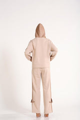 Deri Garnili Kapşonlu Mont