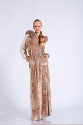 Kürklü Kapşonlu Kadife Mont