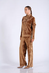 Ekose Garnili Kadife Swetshirt