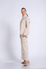 Yakası Fitil Detaylı Sweatshirt