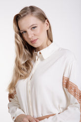 Şerit Dantel Süslemeli Gömlek