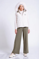 Kapşonu Kürklü Kapitone Kadife Yelek