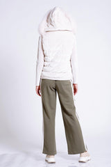 Kapşonu Kürklü Kapitone Kadife Yelek