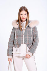 Пальто с меховой деталью на воротнике