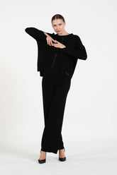 Önü Taş Süslemeli Triko Kazak-Pantolon Takım