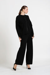 Önü Taş Süslemeli Triko Kazak-Pantolon Takım