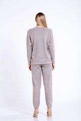 Yırtmaç Detaylı Triko Kazak-Pantolon Takım