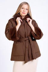 Пуховик с меховой отделкой