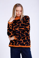 Jakar Örgülü Taş Süslemeli Triko Kazak