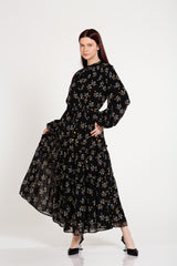 Шифоновое длинное платье с цветочным узором