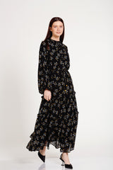 Шифоновое длинное платье с цветочным узором