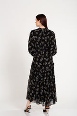 Шифоновое длинное платье с цветочным узором