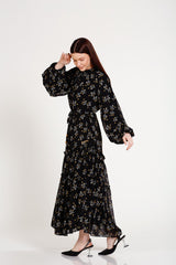 Шифоновое длинное платье с цветочным узором