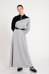 Garni Ve Kemer Detaylı Uzun Elbise