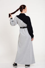 Длинное платье с гарни и поясом