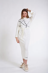 İnci Desenli Triko Uzun Elbise