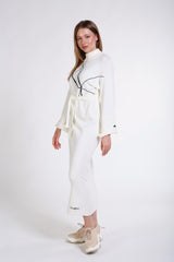 İnci Desenli Triko Uzun Elbise