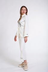 İnci Desenli Triko Uzun Elbise