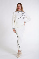 İnci Desenli Triko Uzun Etek