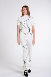 İnci Desenli Triko Kısa Kollu Kazak