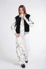 Трикотажное стеганое пальто с рукавами с жемчужным узором