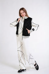 Трикотажное стеганое пальто с рукавами с жемчужным узором