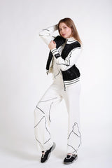 Трикотажное стеганое пальто с рукавами с жемчужным узором