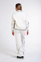 Трикотажное стеганое пальто с рукавами с жемчужным узором