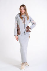 Kadife Garni Detaylı Kapşonlu Sweatshirt