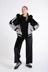 Kapşonu Kürklü Ve Kadife Garni Detaylı Mont