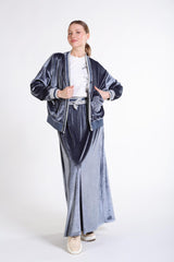 Beli Ribana Detaylı Kadife Etek