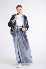 Cep Üstü Nakışlı Ve Ribana Detaylı Kadife Ceket