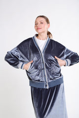 Cep Üstü Nakışlı Ve Ribana Detaylı Kadife Ceket