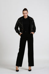 Брюки с ленточным кружевом на штанине