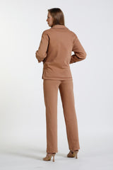 Пальто с полосатой кружевной деталью спереди