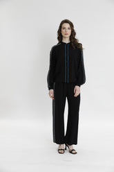 Yanı Desen Detaylı Gömlek-Pantolon Takım