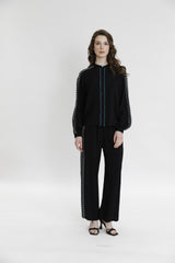 Yanı Desen Detaylı Gömlek-Pantolon Takım