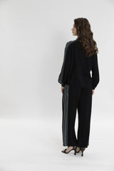 Yanı Desen Detaylı Gömlek-Pantolon Takım