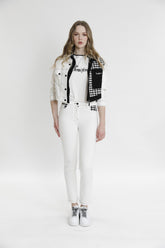 Kazayağı Desen Garnili Kısa Mont