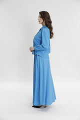 Sırtı Nakış Detaylı Gömlek-Etek Takım