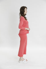 Püskül Detaylı Triko Kazak-Pantolon Takım