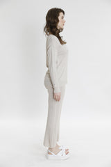 Yanı Örgü Detaylı Triko Kazak-Pantolon Takım