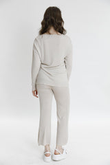 Yanı Örgü Detaylı Triko Kazak-Pantolon Takım