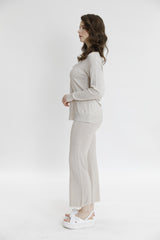 Yanı Örgü Detaylı Triko Kazak-Pantolon Takım