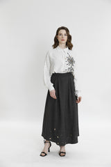 Alt Kısmı Pullu Nakış Detaylı Uzun Etek