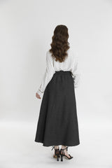 Alt Kısmı Pullu Nakış Detaylı Uzun Etek