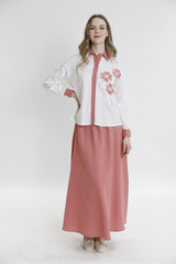 Kanaviçe Nakış Ve Taş Süsleme Detaylı Uzun Kollu Kısa Gömlek